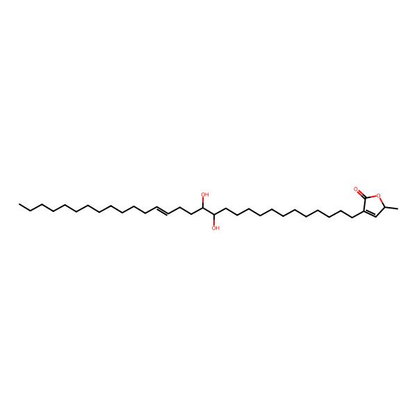 2D Structure of 4-[(Z,13R,14R)-13,14-dihydroxytriacont-17-enyl]-2-methyl-2H-furan-5-one