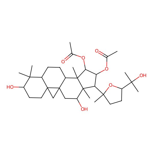 2D Structure of [(1R,3R,6S,8R,11R,12S,13R,14R,15R,16R,17R)-13-acetyloxy-6,17-dihydroxy-15-[(2S,5R)-5-(2-hydroxypropan-2-yl)-2-methyloxolan-2-yl]-7,7,12,16-tetramethyl-14-pentacyclo[9.7.0.01,3.03,8.012,16]octadecanyl] acetate
