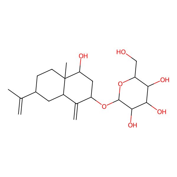 2D Structure of 2-[(4-Hydroxy-4a-methyl-1-methylidene-7-prop-1-en-2-yl-2,3,4,5,6,7,8,8a-octahydronaphthalen-2-yl)oxy]-6-(hydroxymethyl)oxane-3,4,5-triol