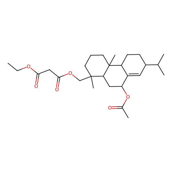 2D Structure of 3-O-[(9-acetyloxy-1,4a-dimethyl-7-propan-2-yl-2,3,4,4b,5,6,7,9,10,10a-decahydrophenanthren-1-yl)methyl] 1-O-ethyl propanedioate