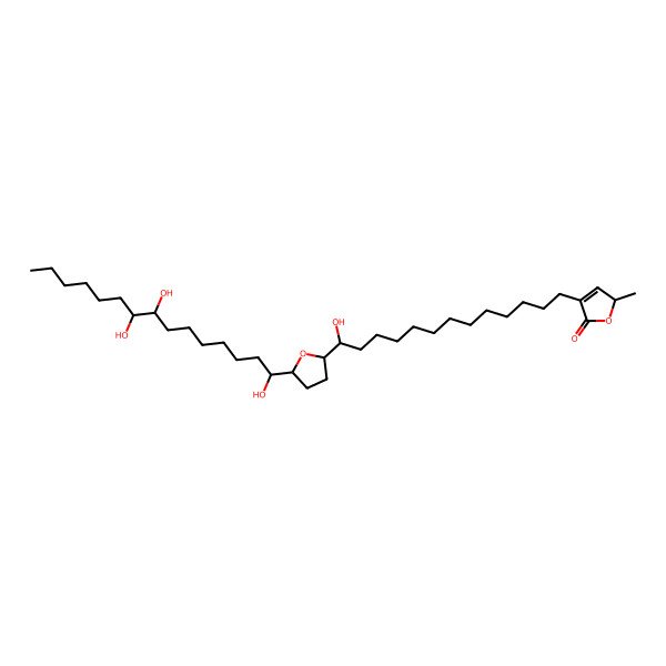 2D Structure of (2S)-4-[(13R)-13-hydroxy-13-[(2R,5R)-5-[(1R,8R,9R)-1,8,9-trihydroxypentadecyl]oxolan-2-yl]tridecyl]-2-methyl-2H-furan-5-one