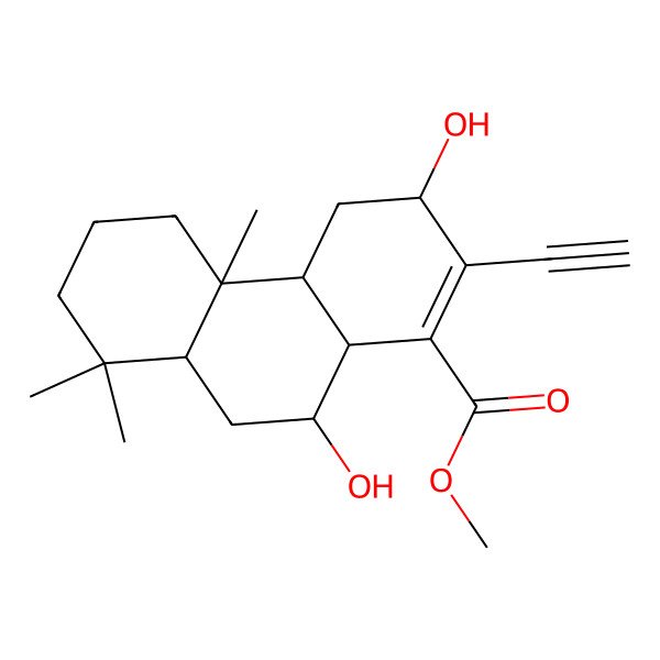 2D Structure of Methyl 2-ethynyl-3,10-dihydroxy-4b,8,8-trimethyl-3,4,4a,5,6,7,8a,9,10,10a-decahydrophenanthrene-1-carboxylate
