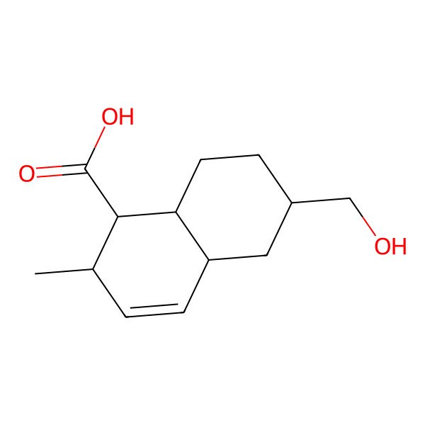 2D Structure of (1R,2R,4aR,6R,8aS)-6-(hydroxymethyl)-2-methyl-1,2,4a,5,6,7,8,8a-octahydronaphthalene-1-carboxylic acid