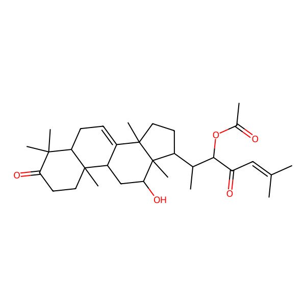 2D Structure of [(2S,3R)-2-[(5S,9S,10S,12S,13R,14S,17R)-12-hydroxy-4,4,10,13,14-pentamethyl-3-oxo-1,2,5,6,9,11,12,15,16,17-decahydrocyclopenta[a]phenanthren-17-yl]-6-methyl-4-oxohept-5-en-3-yl] acetate