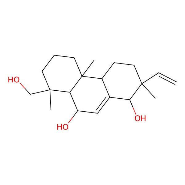 2D Structure of (1S,2R,4aR,4bS,8S,8aR,9R)-2-ethenyl-8-(hydroxymethyl)-2,4b,8-trimethyl-3,4,4a,5,6,7,8a,9-octahydro-1H-phenanthrene-1,9-diol