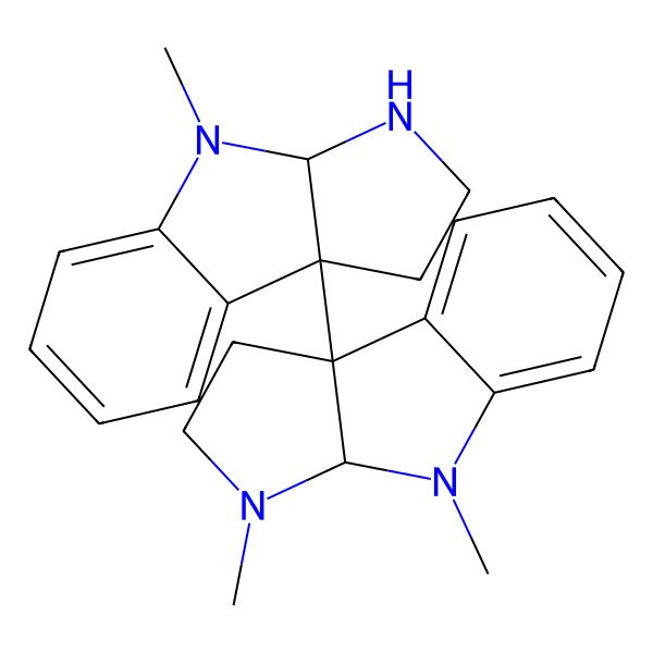 2D Structure of (3aR,8bS)-8b-[(3aR,8bS)-4-methyl-1,2,3,3a-tetrahydropyrrolo[2,3-b]indol-8b-yl]-3,4-dimethyl-2,3a-dihydro-1H-pyrrolo[2,3-b]indole