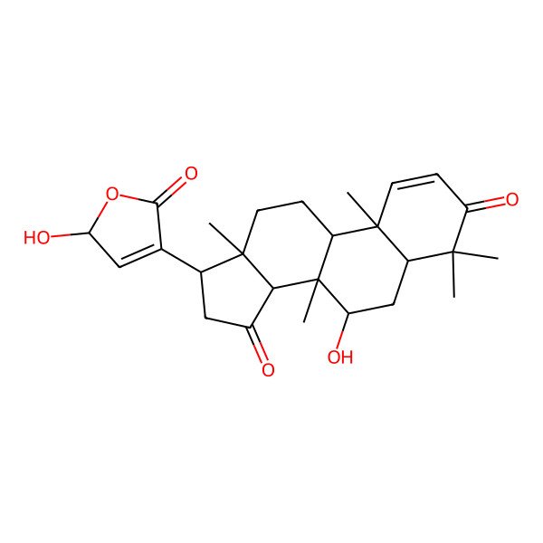2D Structure of (5R,7R,8R,9R,10R,13S,14R,17R)-7-hydroxy-17-[(2R)-2-hydroxy-5-oxo-2H-furan-4-yl]-4,4,8,10,13-pentamethyl-6,7,9,11,12,14,16,17-octahydro-5H-cyclopenta[a]phenanthrene-3,15-dione