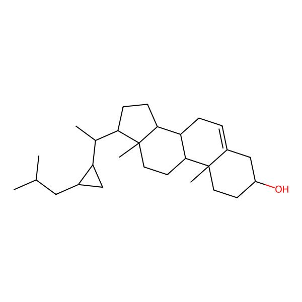 2D Structure of 10,13-dimethyl-17-[1-[2-(2-methylpropyl)cyclopropyl]ethyl]-2,3,4,7,8,9,11,12,14,15,16,17-dodecahydro-1H-cyclopenta[a]phenanthren-3-ol