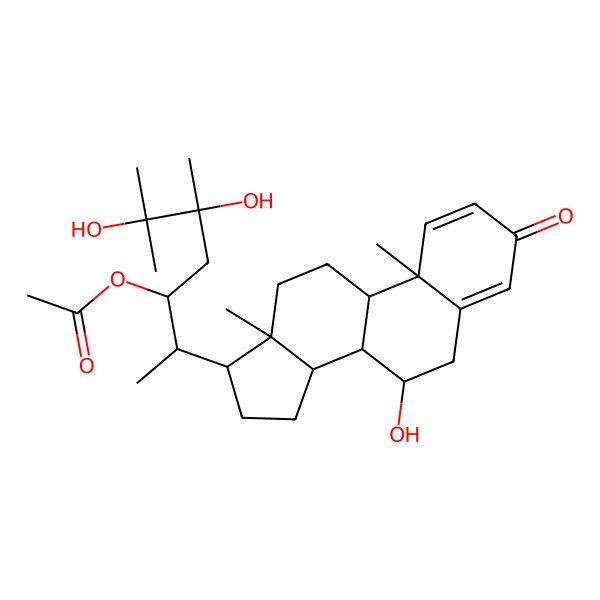 2D Structure of [5,6-Dihydroxy-2-(7-hydroxy-10,13-dimethyl-3-oxo-6,7,8,9,11,12,14,15,16,17-decahydrocyclopenta[a]phenanthren-17-yl)-5,6-dimethylheptan-3-yl] acetate