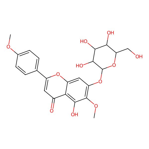 2D Structure of 5-Hydroxy-6-methoxy-2-(4-methoxyphenyl)-7-[3,4,5-trihydroxy-6-(hydroxymethyl)oxan-2-yl]oxychromen-4-one