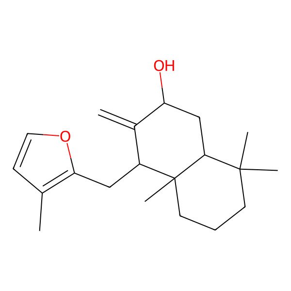 2D Structure of (2S,4S,4aS,8aR)-4a,8,8-trimethyl-4-[(3-methylfuran-2-yl)methyl]-3-methylidene-2,4,5,6,7,8a-hexahydro-1H-naphthalen-2-ol