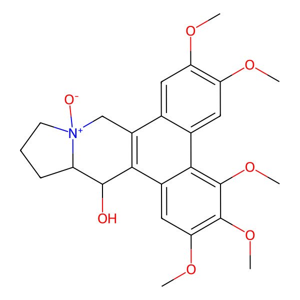 2D Structure of (13aS,14S)-2,3,4,6,7-pentamethoxy-10-oxido-9,11,12,13,13a,14-hexahydrophenanthro[9,10-f]indolizin-10-ium-14-ol