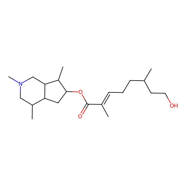 2D Structure of [(4R,4aS,6R,7S,7aR)-2,4,7-trimethyl-1,3,4,4a,5,6,7,7a-octahydrocyclopenta[c]pyridin-6-yl] (E)-8-hydroxy-2,6-dimethyloct-2-enoate