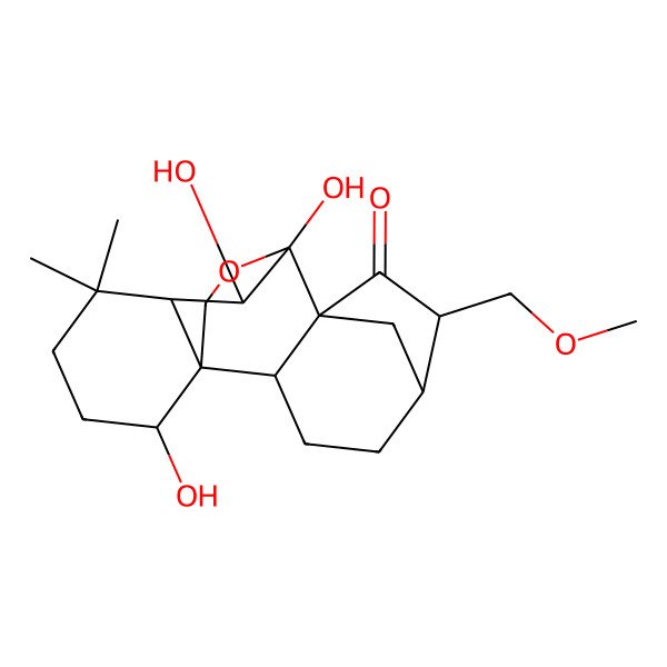 2D Structure of (1S,2S,5R,6S,8S,9S,10S,11R,15S)-9,10,15-trihydroxy-6-(methoxymethyl)-12,12-dimethyl-17-oxapentacyclo[7.6.2.15,8.01,11.02,8]octadecan-7-one
