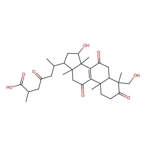 2D Structure of 6-[15-Hydroxy-4-(hydroxymethyl)-4,10,13,14-tetramethyl-3,7,11-trioxo-1,2,5,6,12,15,16,17-octahydrocyclopenta[a]phenanthren-17-yl]-2-methyl-4-oxoheptanoic acid