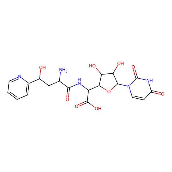 2D Structure of 2-[(2-Amino-4-hydroxy-4-pyridin-2-ylbutanoyl)amino]-2-[5-(2,4-dioxopyrimidin-1-yl)-3,4-dihydroxyoxolan-2-yl]acetic acid