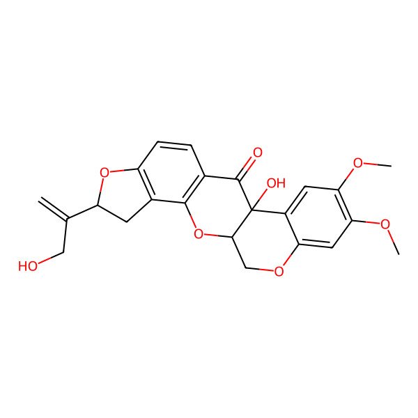 2D Structure of (2R,12aR)-1,2,6,6a,12,12a-Hexahydro-6aalpha-hydroxy-2-[1-(hydroxymethyl)ethenyl]-8,9-dimethoxy[1]benzopyrano[3,4-b]furo[2,3-h][1]benzopyran-6-one