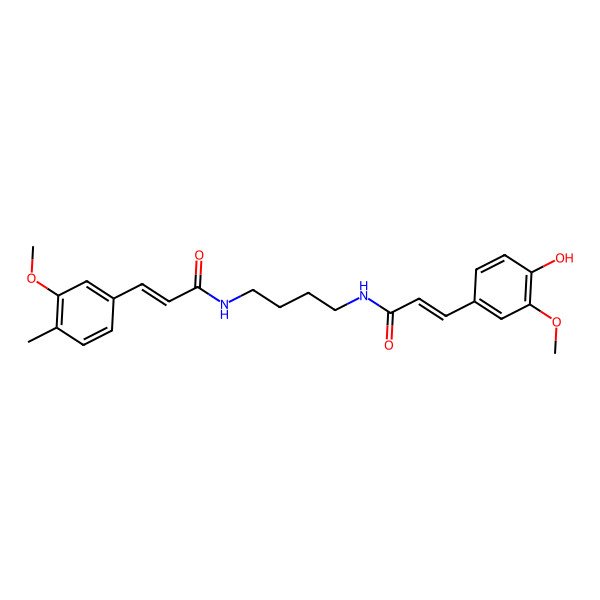 2D Structure of N-[4-[3-(4-hydroxy-3-methoxyphenyl)prop-2-enoylamino]butyl]-3-(3-methoxy-4-methylphenyl)prop-2-enamide