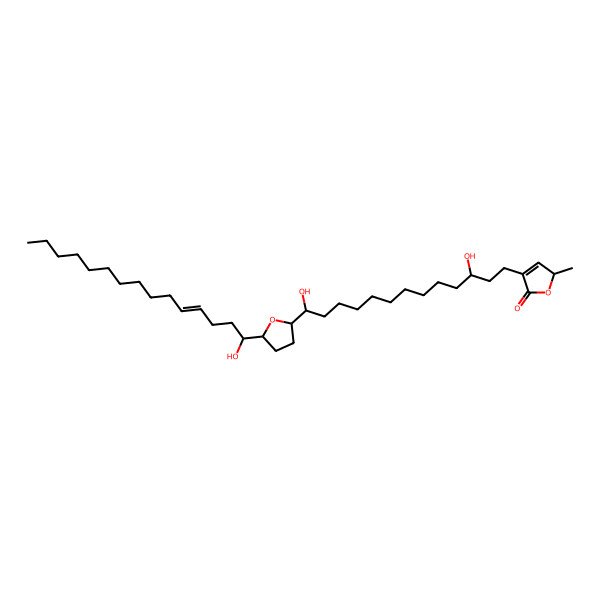 2D Structure of (2S)-4-[(3R,13R)-3,13-dihydroxy-13-[(2R,5R)-5-[(Z,1R)-1-hydroxypentadec-4-enyl]oxolan-2-yl]tridecyl]-2-methyl-2H-furan-5-one