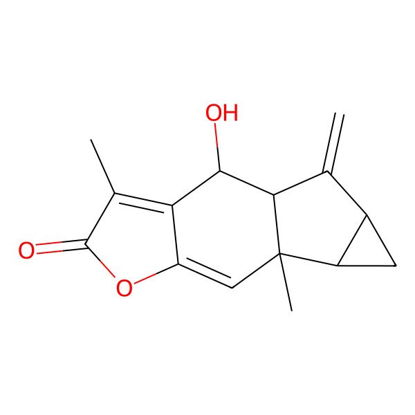 2D Structure of (1R,2S,9R,10S,12R)-2-hydroxy-4,9-dimethyl-13-methylidene-6-oxatetracyclo[7.4.0.03,7.010,12]trideca-3,7-dien-5-one