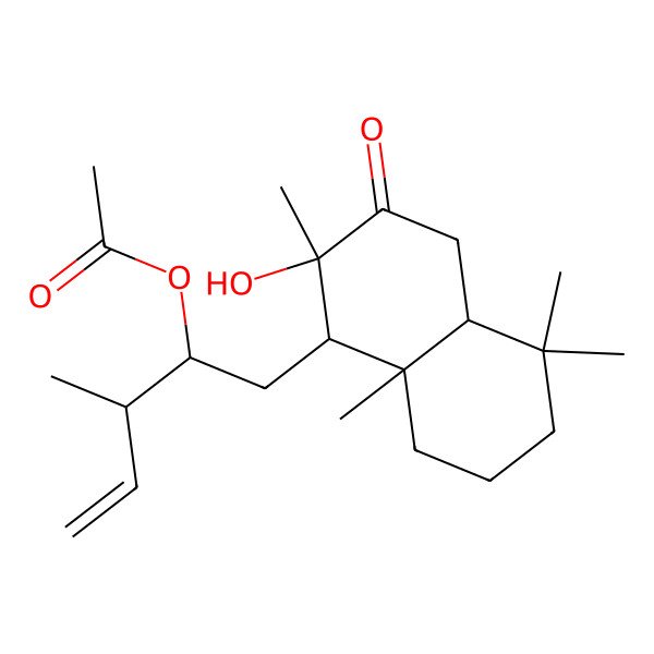 2D Structure of [(2S,3R)-1-[(1R,2S,4aS,8aS)-2-hydroxy-2,5,5,8a-tetramethyl-3-oxo-1,4,4a,6,7,8-hexahydronaphthalen-1-yl]-3-methylpent-4-en-2-yl] acetate