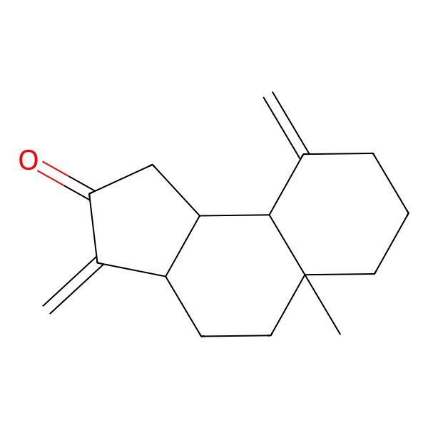 2D Structure of (3aR,5aR,9aS,9bS)-5a-methyl-3,9-dimethylidene-3a,4,5,6,7,8,9a,9b-octahydro-1H-cyclopenta[a]naphthalen-2-one