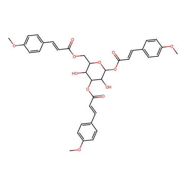 2D Structure of [(2R,3R,4S,5R,6S)-3,5-dihydroxy-4,6-bis[[(E)-3-(4-methoxyphenyl)prop-2-enoyl]oxy]oxan-2-yl]methyl (E)-3-(4-methoxyphenyl)prop-2-enoate