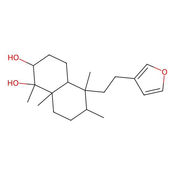 2D Structure of (1R,2R,4aR,5S,6R,8aR)-5-[2-(furan-3-yl)ethyl]-1,5,6,8a-tetramethyl-3,4,4a,6,7,8-hexahydro-2H-naphthalene-1,2-diol