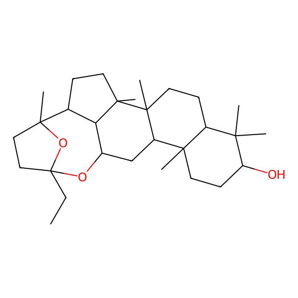2D Structure of (1R,2R,5R,7S,10R,11R,13R,15R,18R,19S,22R)-15-ethyl-1,2,6,6,10,18-hexamethyl-14,23-dioxahexacyclo[11.8.1.115,18.02,11.05,10.019,22]tricosan-7-ol