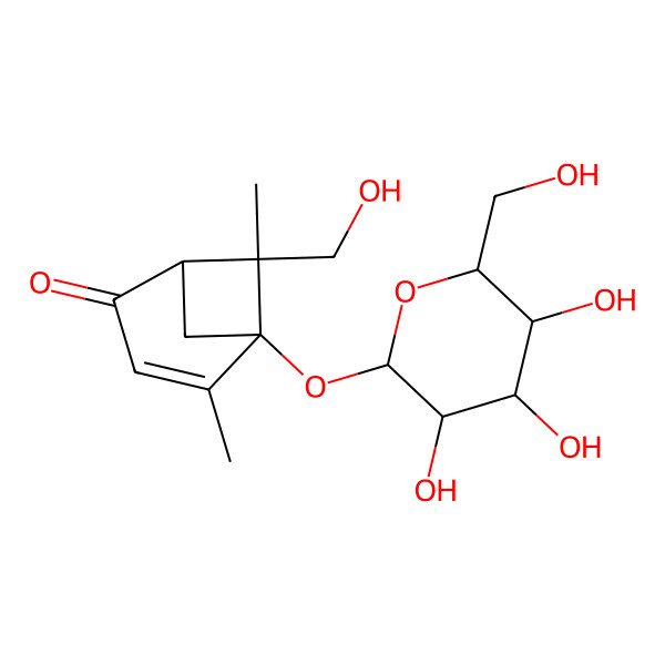 2D Structure of 6-(Hydroxymethyl)-4,6-dimethyl-5-[3,4,5-trihydroxy-6-(hydroxymethyl)oxan-2-yl]oxybicyclo[3.1.1]hept-3-en-2-one