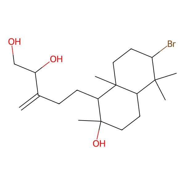 2D Structure of (2S)-5-[(1S,2R,4aS,6R,8aS)-6-bromo-2-hydroxy-2,5,5,8a-tetramethyl-3,4,4a,6,7,8-hexahydro-1H-naphthalen-1-yl]-3-methylidenepentane-1,2-diol