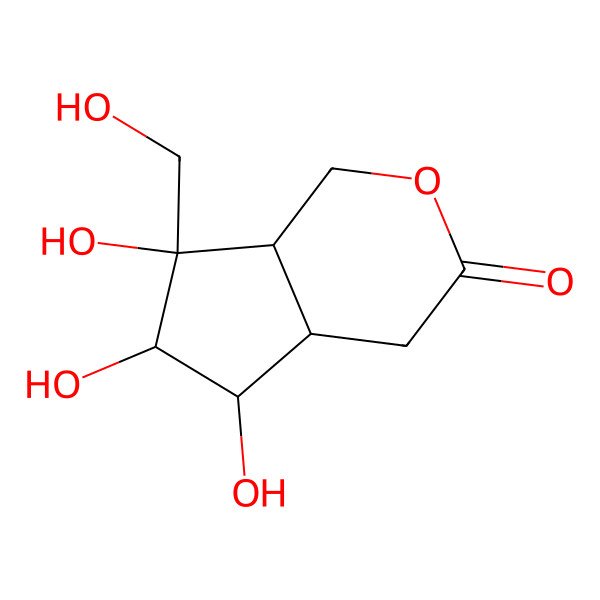 2D Structure of (4aR,5S,6S,7R,7aR)-5,6,7-trihydroxy-7-(hydroxymethyl)-1,4,4a,5,6,7a-hexahydrocyclopenta[c]pyran-3-one