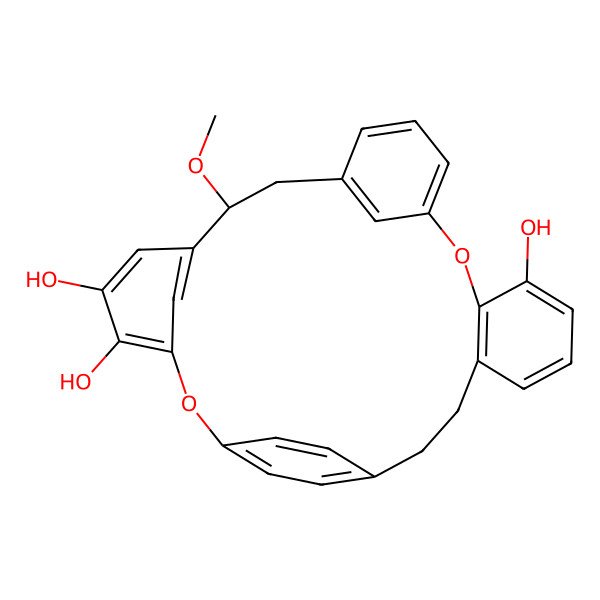 2D Structure of (8R)-8-methoxy-2,15-dioxapentacyclo[22.2.2.13,7.110,14.016,21]triaconta-1(26),3(30),4,6,10(29),11,13,16(21),17,19,24,27-dodecaene-4,5,17-triol