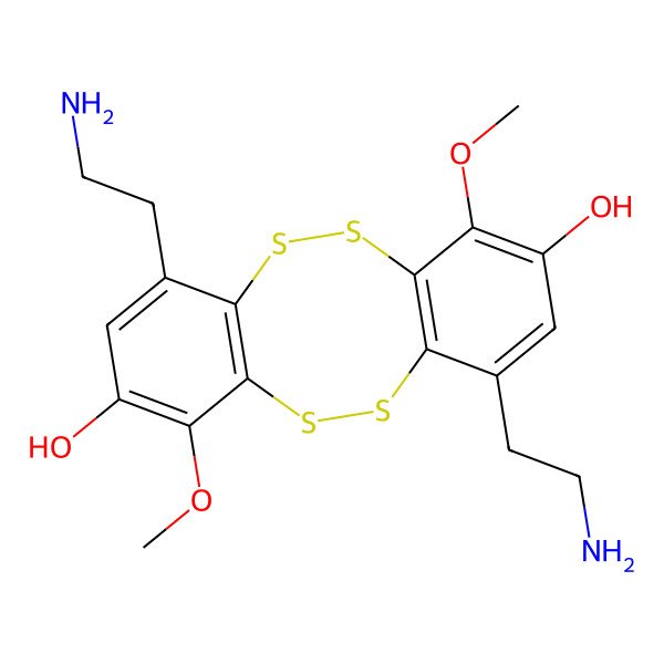 2D Structure of 4,10-Bis(2-aminoethyl)-1,7-dimethoxybenzo[c][1,2,5,6]benzotetrathiocine-2,8-diol