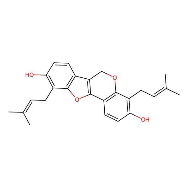 2D Structure of 4,10-bis(3-methylbut-2-enyl)-6H-[1]benzofuro[3,2-c]chromene-3,9-diol