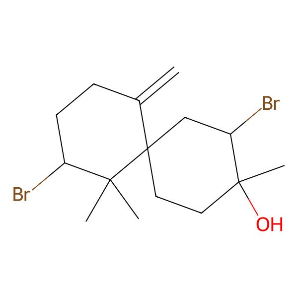 2D Structure of 4,10-Dibromo-5,5,9-trimethyl-1-methylidenespiro[5.5]undecan-9-ol