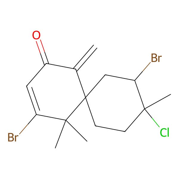 2D Structure of 4,10-Dibromo-9-chloro-5,5,9-trimethyl-1-methylidenespiro[5.5]undec-3-en-2-one