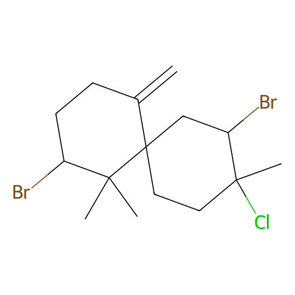 2D Structure of 4,10-Dibromo-9-chloro-5,5,9-trimethyl-1-methylidenespiro[5.5]undecane