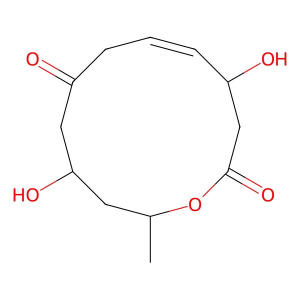 2D Structure of 4,10-Dihydroxy-12-methyl-1-oxacyclododec-5-ene-2,8-dione