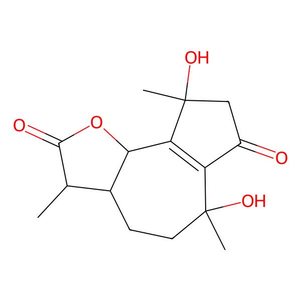 2D Structure of 4,10-Dihydroxy-2-oxo-1(5)-guaien-12,6-olide