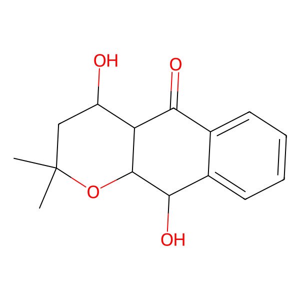 2D Structure of 4,10-dihydroxy-2,2-dimethyl-4,4a,10,10a-tetrahydro-3H-benzo[g]chromen-5-one