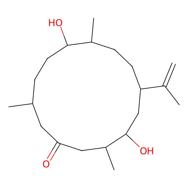 2D Structure of 4,10-Dihydroxy-3,9,13-trimethyl-6-prop-1-en-2-ylcyclotetradecan-1-one