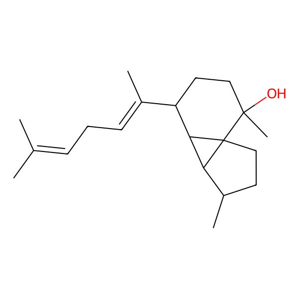 2D Structure of 4,10-Dimethyl-7-(6-methylhepta-2,5-dien-2-yl)tricyclo[4.4.0.01,5]decan-10-ol