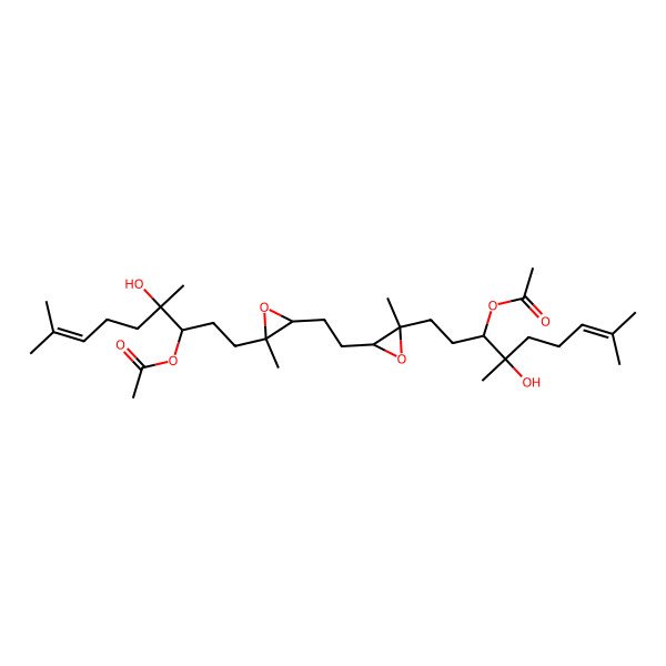 2D Structure of [1-[3-[2-[3-(3-Acetyloxy-4-hydroxy-4,8-dimethylnon-7-enyl)-3-methyloxiran-2-yl]ethyl]-2-methyloxiran-2-yl]-4-hydroxy-4,8-dimethylnon-7-en-3-yl] acetate