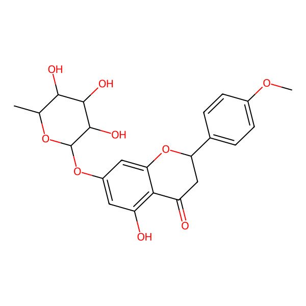 2D Structure of (2R)-5-hydroxy-2-(4-methoxyphenyl)-7-[(2S,3R,4S,5R,6R)-3,4,5-trihydroxy-6-methyloxan-2-yl]oxy-2,3-dihydrochromen-4-one