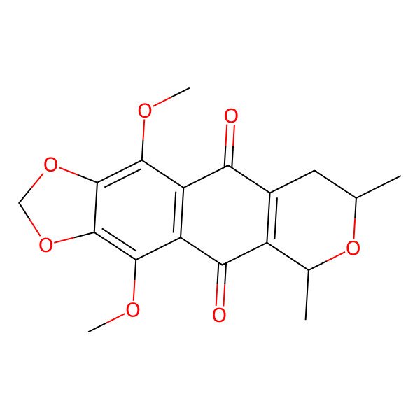 2D Structure of 4,11-dimethoxy-6,8-dimethyl-8,9-dihydro-6H-[1,3]benzodioxolo[6,5-g]isochromene-5,10-dione