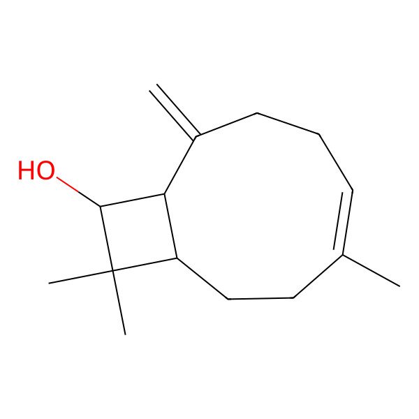 2D Structure of 4,11,11-Trimethyl-8-methylidenebicyclo[7.2.0]undec-4-en-10-ol