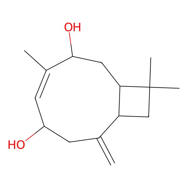 2D Structure of 4,11,11-Trimethyl-8-methylidenebicyclo[7.2.0]undec-4-ene-3,6-diol
