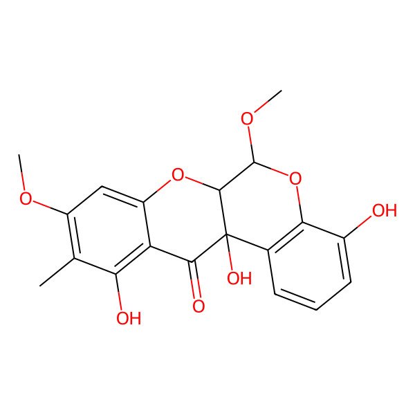 2D Structure of 4,11,12a-Trihydroxy-6,9-dimethoxy-10-methyl-6,6a-dihydrochromeno[3,4-b]chromen-12-one