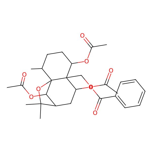 2D Structure of [5,12-Diacetyloxy-6-(acetyloxymethyl)-2,10,10-trimethyl-11-oxatricyclo[7.2.1.01,6]dodecan-7-yl] benzoate